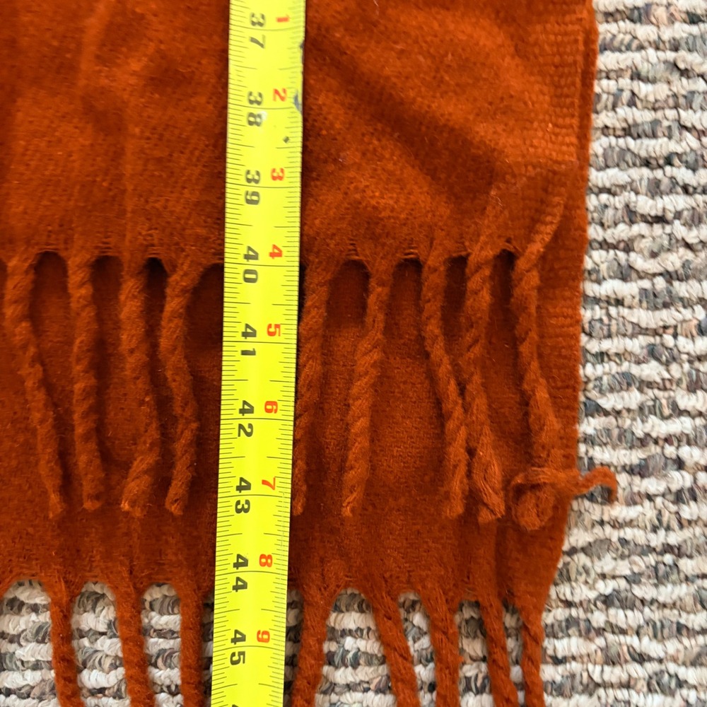 Burnt Orange Fringed‎ Knit Boho Poncho Cape Wrap One Size Rust - Picture 7 of 7